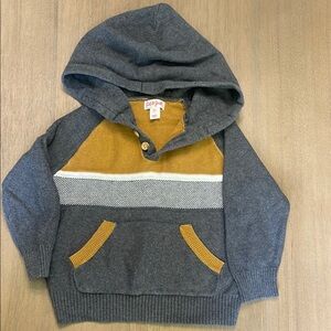 Cat & Jack Charcoal and Mustard Hooded Sweater